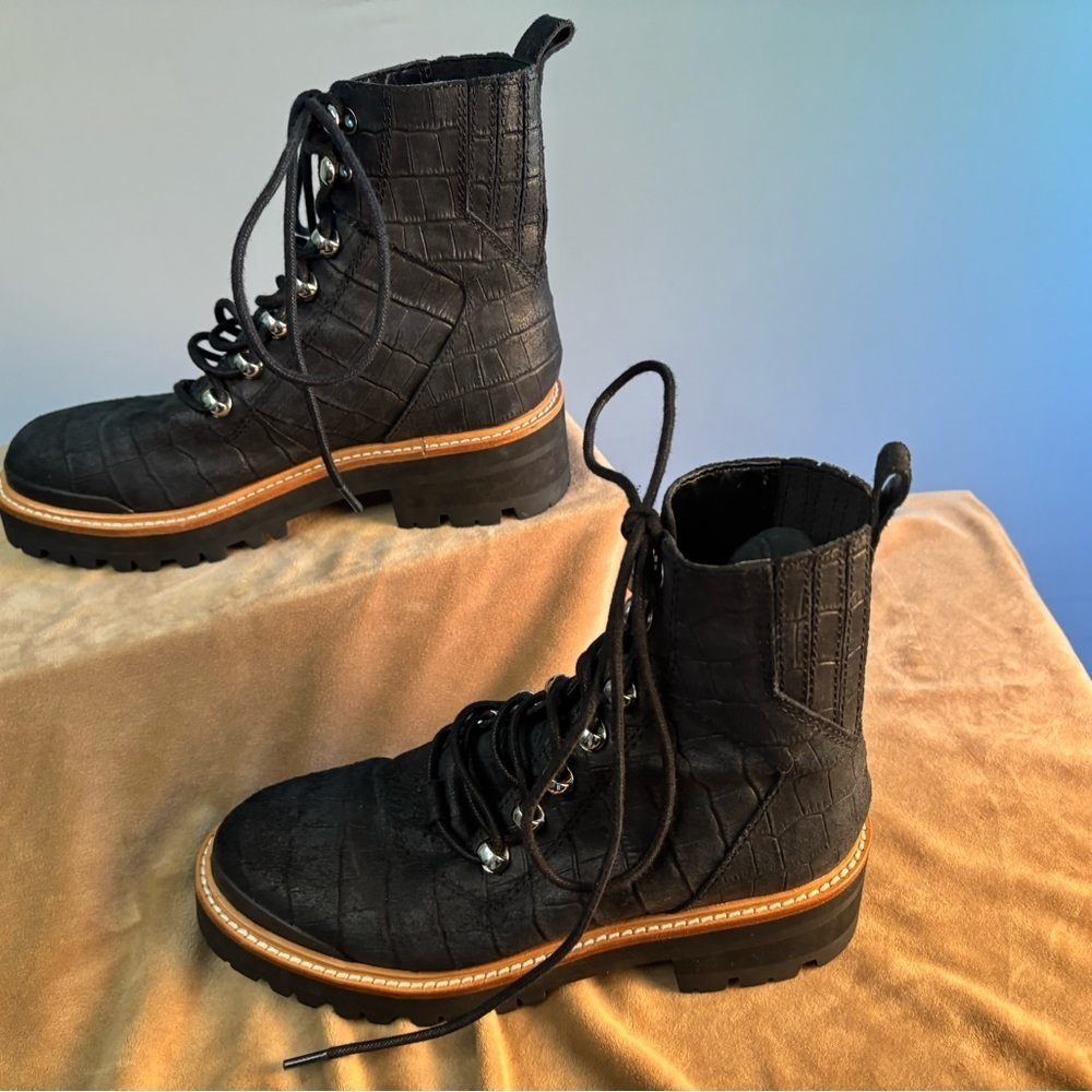 Marc Fisher LTD Black Combat Boots Chunky Lug Sole Y2K Urban Streetwear - Picture 11 of 16